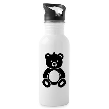 Teddybär - Trinkflasche mit integriertem Trinkhalm - Weiß - Rechts