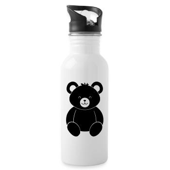 Teddybär - Trinkflasche mit integriertem Trinkhalm - Weiß - Rechts