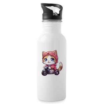 Moto Kitty - Water bottle with straw - white - Right