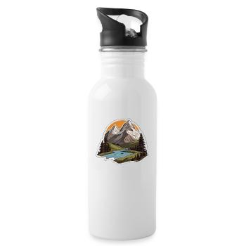 Schweizer Berge - Trinkflasche mit integriertem Trinkhalm - Weiß - Rechts