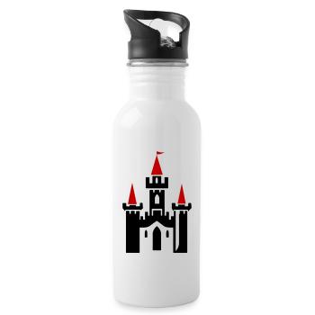 Schloss Symbol Burg Ritterburg - Trinkflasche mit integriertem Trinkhalm - Weiß - Rechts