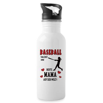 Baseball Spielerin Mama Baseballerin Mutter Frau - Trinkflasche mit integriertem Trinkhalm - Weiß - Rechts