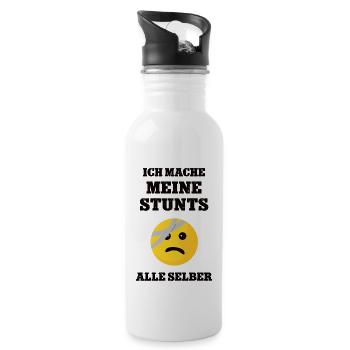 Ich mache meine Stunts alle selber Gute Besserung - Trinkflasche mit integriertem Trinkhalm - Weiß - Rechts
