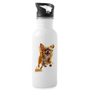 Chihuahua - Trinkflasche mit integriertem Trinkhalm - Weiß - Rechts