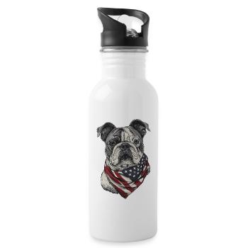 Bulldogge - Trinkflasche mit integriertem Trinkhalm - Weiß - Rechts