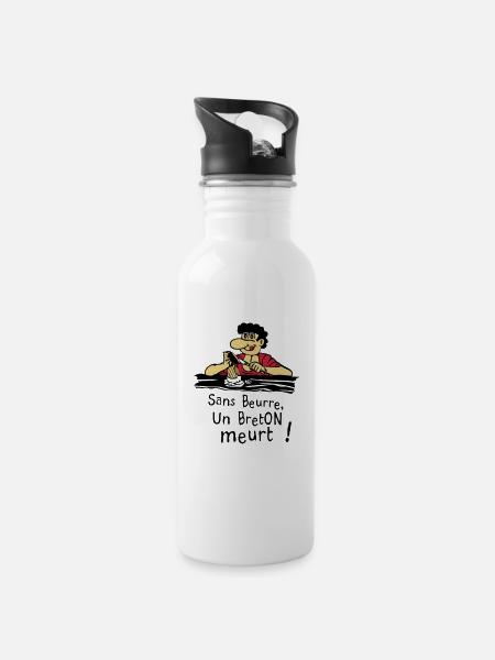 breton beurre humour citation sans dessin bd - Gourde avec paille intégrée - blanc
