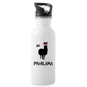 No Problama schwarz - Trinkflasche mit integriertem Trinkhalm - Weiß - Rechts