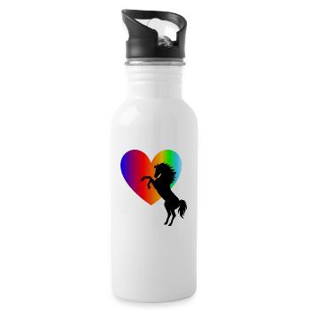 steigendes Pferd Herz Pferdeliebe Pferde Geschenk - Trinkflasche mit integriertem Trinkhalm - Weiß - Rechts