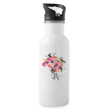 Bouquet dans la main - Gourde avec paille intégrée - blanc - Droite