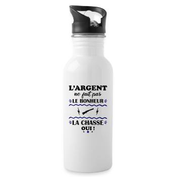 L'argent ne fait pas le bonheur, chasse, chasseur - Gourde avec paille intégrée - blanc - Droite