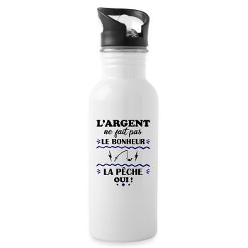 L'argent ne fait pas le bonheur pêche - Gourde avec paille intégrée - blanc - Droite