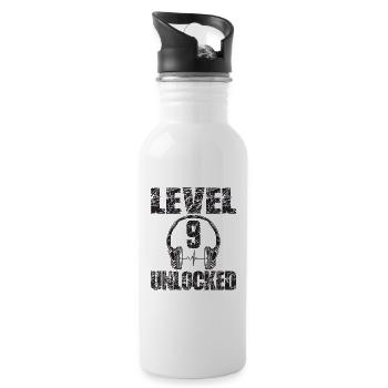 Level 9 Unlocked Birthday Gift 9 Years 9. - Water bottle with straw - white - Right