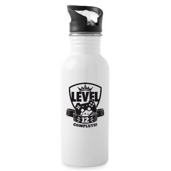 Level 12 Complete Birthday Gift 12 Years - Water bottle with straw - white - Right