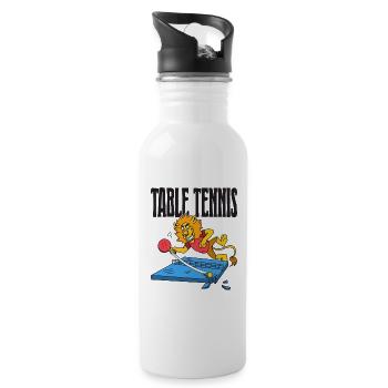 Table Tennis Lion Ping Pong Lion Outfit Table - Water bottle with straw - white - Right