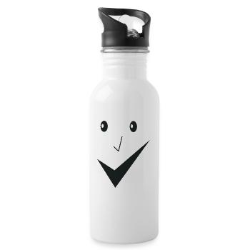 Feines Lächeln - Feines Gesicht E03. - Trinkflasche mit integriertem Trinkhalm - Weiß - Rechts