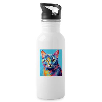 Tenue de chat chat à poil court pour les amoureux des chats - Gourde avec paille intégrée - blanc - Droite