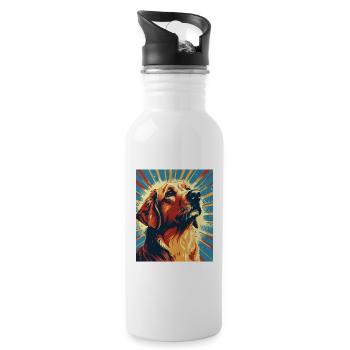 Labrador Dogs Mom and Labfather Papa Golden - Water bottle with straw - white - Right