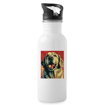 Labrador Dogs Mom and Labfather Papa Golden - Water bottle with straw - white - Right