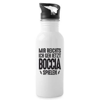 Mir reichts ich geh jetzt Boccia spielen Petanque - Trinkflasche mit integriertem Trinkhalm - Weiß - Rechts