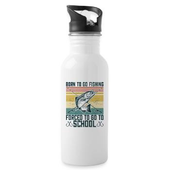 Born To Go Fishing Bass Fish Fisherman Boys - Water bottle with straw - white - Right