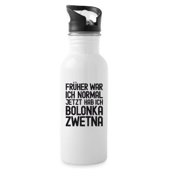 Früher war ich normal - Bolonka Zwetna Hund - Trinkflasche mit integriertem Trinkhalm - Weiß - Rechts