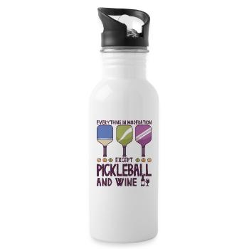Pickleball und Wein für Pickle Ball, Was That out - Trinkflasche mit integriertem Trinkhalm - Weiß - Rechts