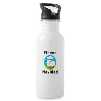 "Fleece Navidad" Christmas festive pun - Water bottle with straw - white - Right