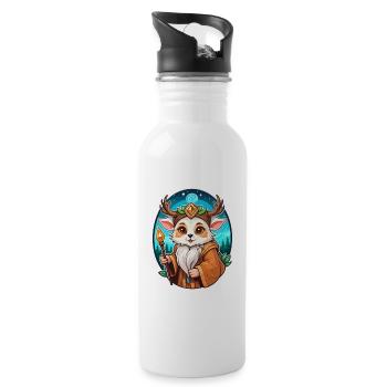 Druide Niedlich Illustration - Trinkflasche mit integriertem Trinkhalm - Weiß - Rechts