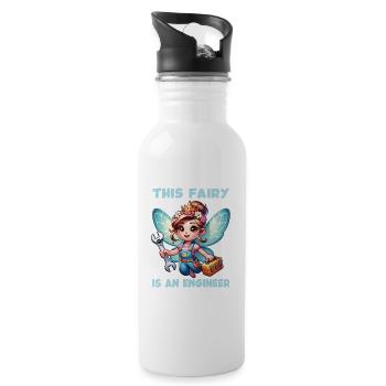 Vergiss Fee und Prinzessin - ich bin Ingenieur - Trinkflasche mit integriertem Trinkhalm - Weiß - Rechts