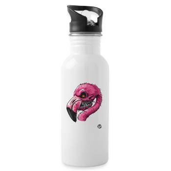 Flamingo Zombie : Crâne rose Flamingo - Gourde avec paille intégrée - blanc - Droite
