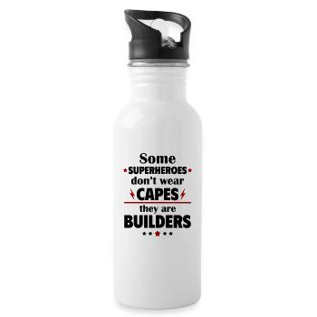 Certains héros ne portent pas de capes, ce sont des bâtisseurs - Gourde avec paille intégrée - blanc - Droite
