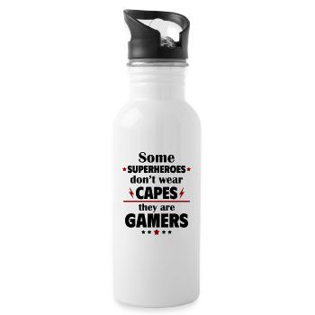 Certains héros ne portent pas de capes, ce sont des joueurs - Gourde avec paille intégrée - blanc - Droite