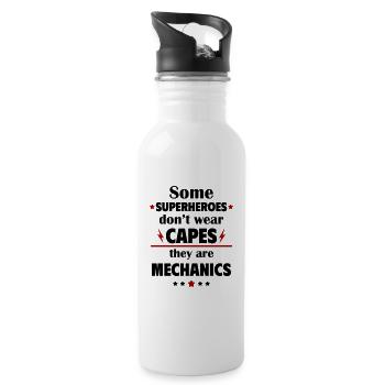 Some heroes don't wear capes, mechanics - Water bottle with straw - white - Right