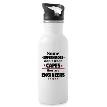 Some heroes don't wear capes, engineers - Water bottle with straw - white - Right