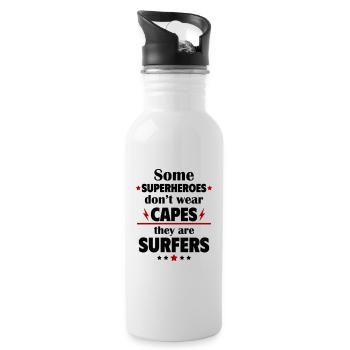 Certains héros ne portent pas de capes, les surfeurs - Gourde avec paille intégrée - blanc - Droite