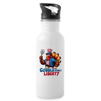 Gobble Gobble Liberty - Trinkflasche mit integriertem Trinkhalm - Weiß - Rechts