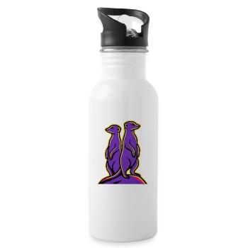 Two meerkats on a hill - Water bottle with straw - white - Right