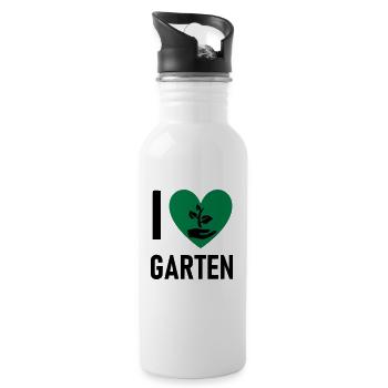 Gartenarbeit Pflanzen Obst Gemüse Bäume - Trinkflasche mit integriertem Trinkhalm - Weiß - Rechts