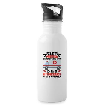 Rettungsdienst Geschenk Notarzt Medizin - Trinkflasche mit integriertem Trinkhalm - Weiß - Rechts
