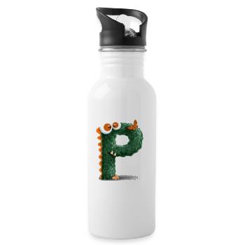 Buchstabe "P" - Trinkflasche mit integriertem Trinkhalm - Weiß - Rechts