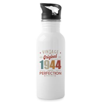 vintage original 1944 born in birthday 77 years - Water bottle with straw - white - Right