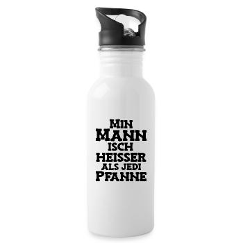 Mann isch heisser als jede Pfanne Schweiz Ehemann - Trinkflasche mit integriertem Trinkhalm - Weiß - Rechts