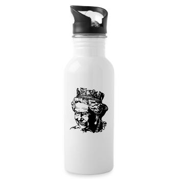 Queen Elizabeth Silhouette - Water bottle with straw - white - Right
