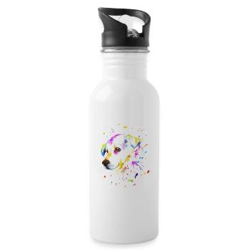 Niedlicher kleiner Hund - Trinkflasche mit integriertem Trinkhalm - Weiß - Rechts