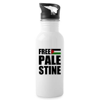 Free palestine - Water bottle with straw - white - Right