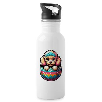 Easter Egg Easter Egg Dog Poodle Hatches From The Egg - Water bottle with straw - white - Right