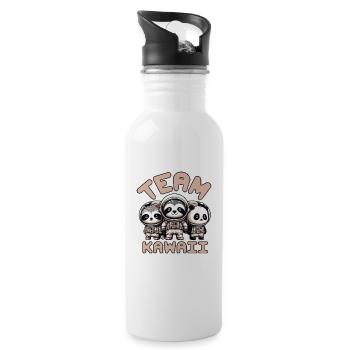 TEAM KAWAII-ASTRONAUTEN: PANDA, WASCHBÄR UND FAULTIER - Trinkflasche mit integriertem Trinkhalm - Weiß - Rechts