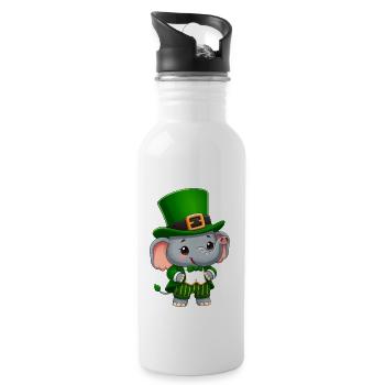 St. Patrick's Day Elephant Green - Water bottle with straw - white - Right