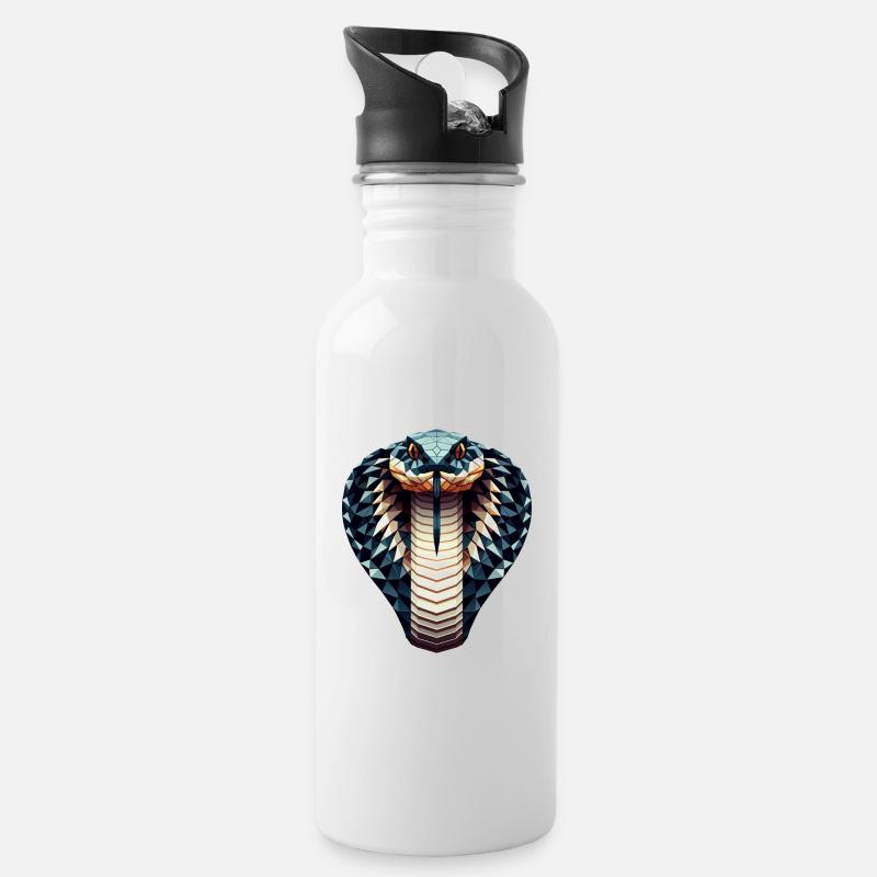 Un cobra royal dans le style polygonal - Gourde avec paille intégrée - blanc