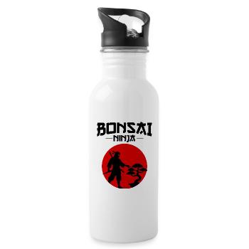 Japanischer Bonsai Gärtner Baum Sammler Ninja - Trinkflasche mit integriertem Trinkhalm - Weiß - Rechts